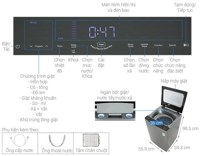 Máy Giặt Whirlpool Inverter 11.5 Kg VWIID11502FG